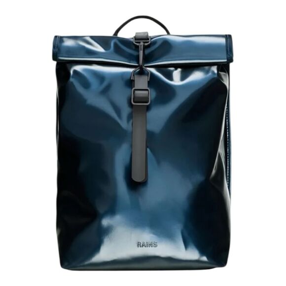 Sleek Metallic Blue Rolling Rucksack mini - Picture 1 of 4